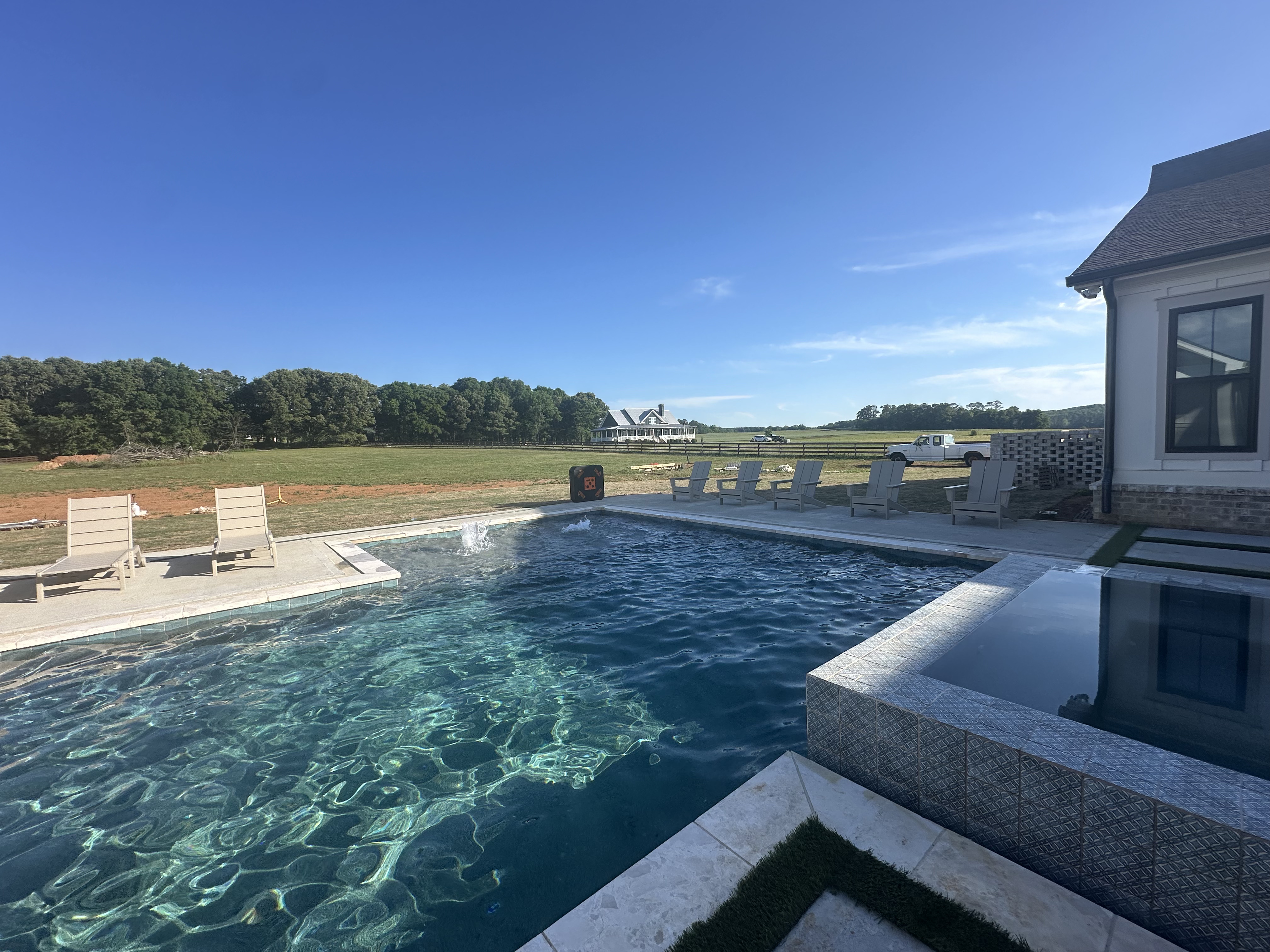 Completed custom pool — finished water surface